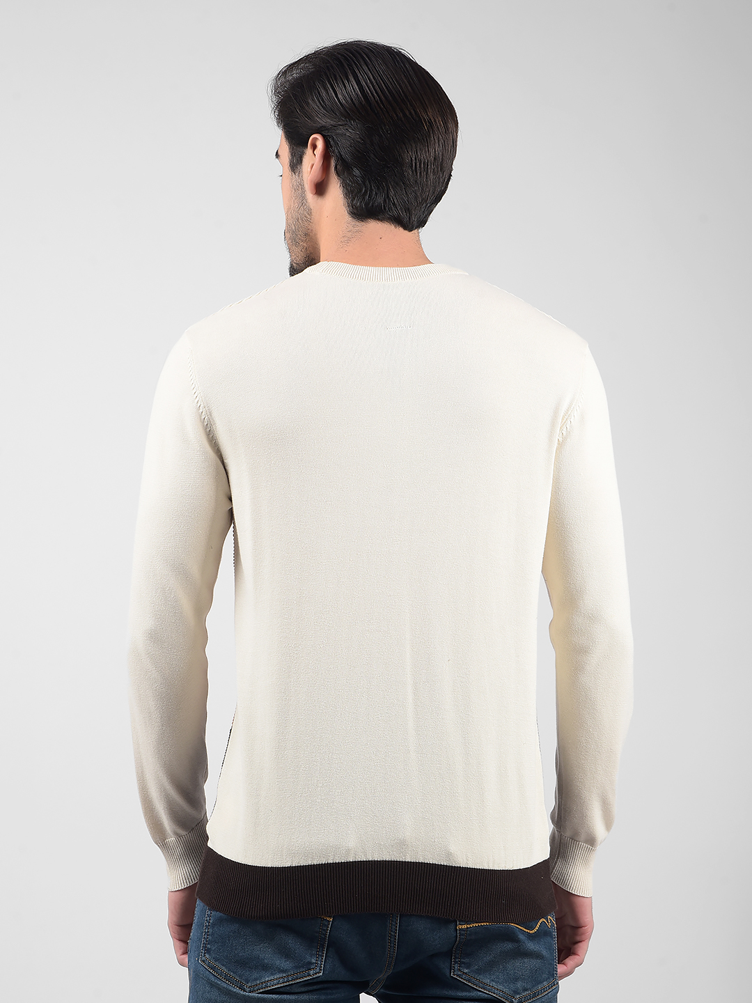 Numero Uno Men Color Block Brown Sweater
